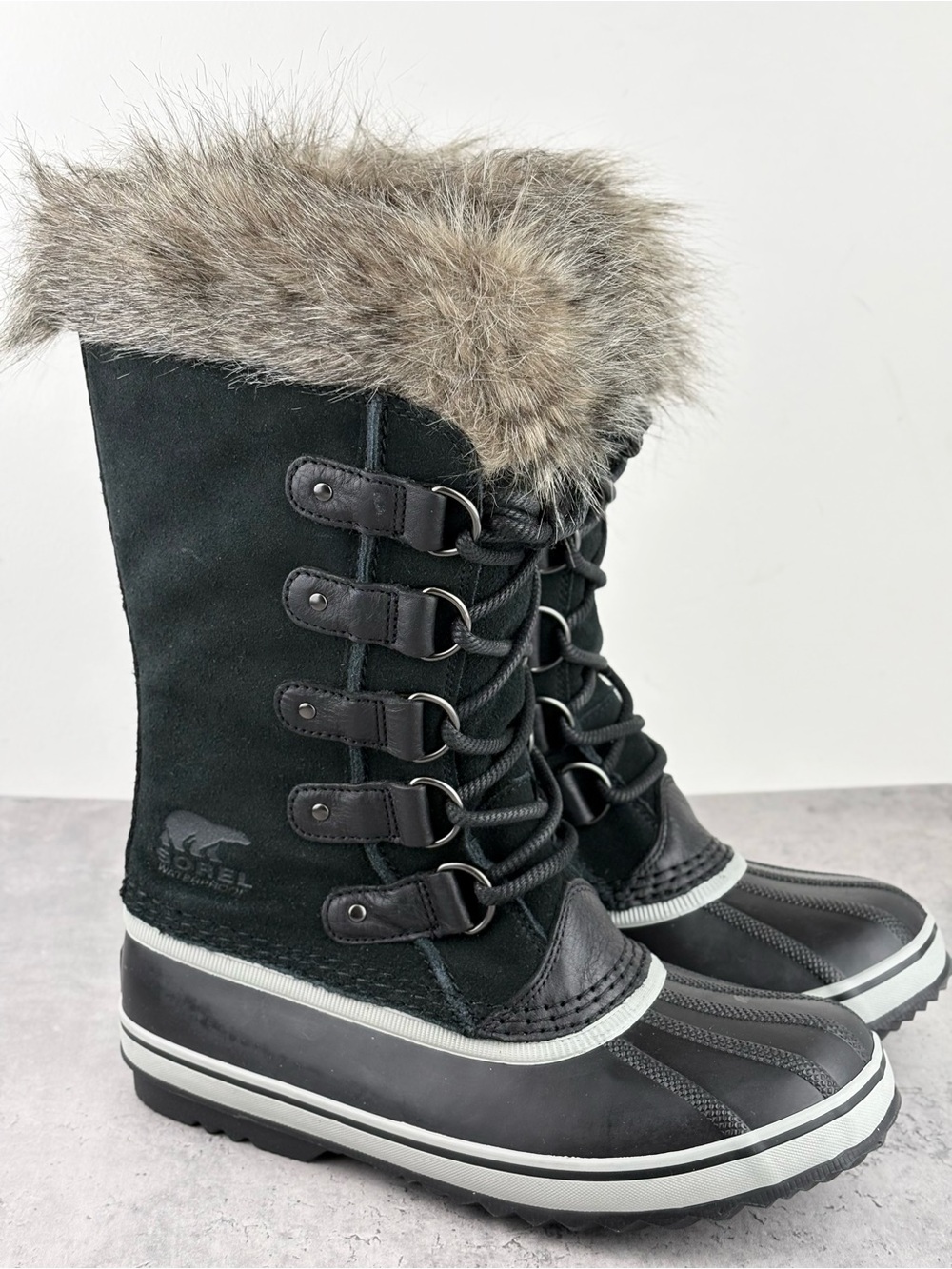 Sorel Women's Joan of Arctic Waterproof Boots Size US 9 Quarry Black Suede New